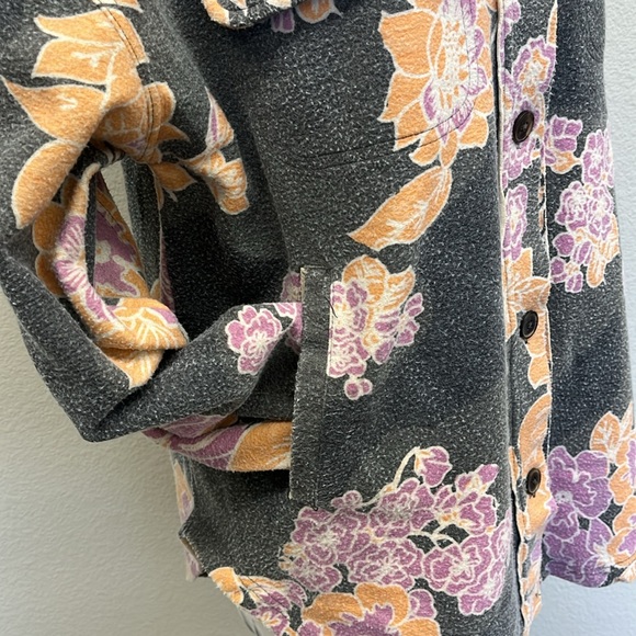 Free People Ruby Oversized Shacket in Charcoal Floral Fleece - Picture 9 of 11